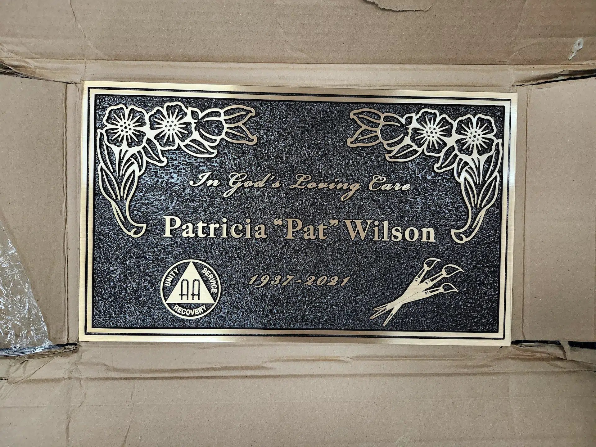 Bronze Burial Plaque hand-carved by Burial Plaque Shop in NJ — image 1